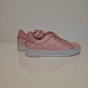 Coach Signature Monogram High Line Pink Multi Low Top Sneakers CBT39 Size 7B